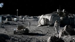 Representación artística de la futura Base Lunar del programa Artemis, con la que la NASA busca establecer una presencia humana permanente en la Luna durante las próximas décadas. Representación artística de la futura Base Lunar del programa Artemis, con la que la NASA busca establecer una presencia humana permanente en la Luna durante las próximas décadas.