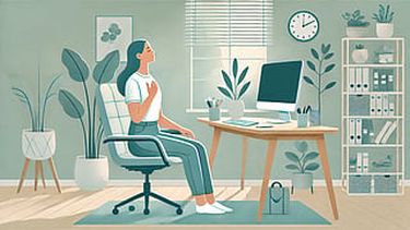 Mi Morelia | mimorelia%2F2025 01 21%2Fcxr09r8w%2FDALL%C2%B7E 2025 01 21 16.03.29 A calming illustration in a horizontal format showing a person sitting at a desk in an ergonomic chair practicing deep breathing exercises. The indiv.webp?w=320&auto=format%2Ccompress&fit