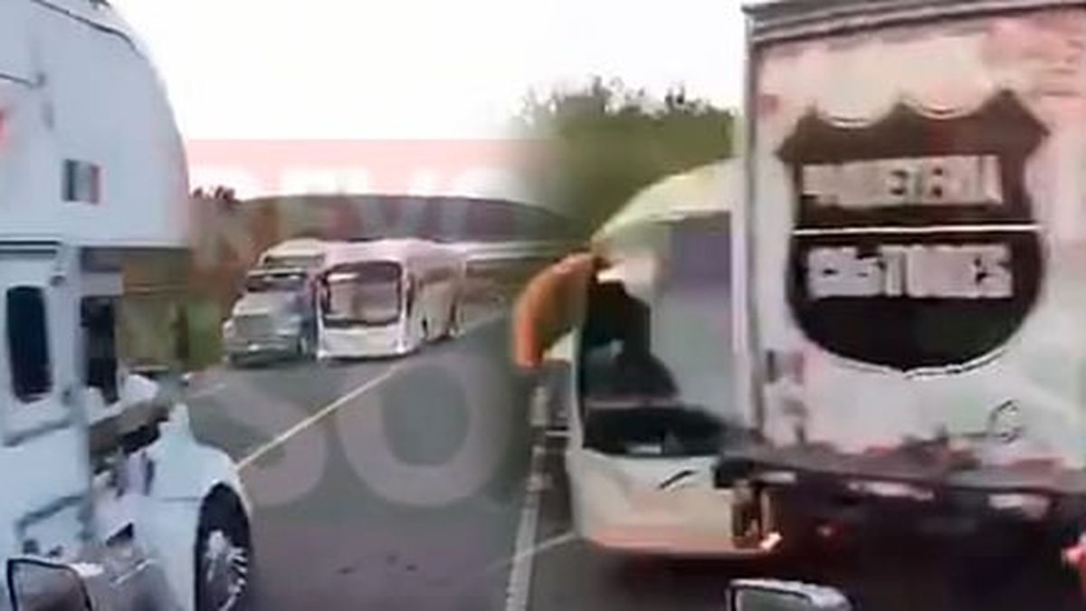 Segundos de tensión: tráiler y autobús casi chocan de frente en la ...